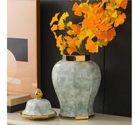 Ginger Jar Ceramic Vase Ornaments Model Room Office Villa Decoration Jingdezhen Modern(Green,S)