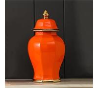 Ginger Jar Ceramic Vase Ornaments Model Room Office Villa Decoration Jingdezhen Modern(Orange,S)