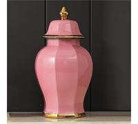 Ginger Jar Ceramic Vase Ornaments Model Room Office Villa Decoration Jingdezhen Modern(Pink,L)