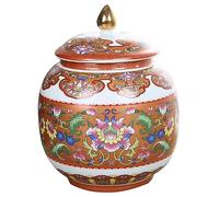 Ginger Jar Decorative Ceramic Ginger Jar With Lid Chinese Tradition Storage Decorative Porcelain Jars Temple With Lids Storage Container(Rosso)