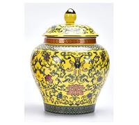 Ginger Jar Decorative Jar Ancient Chinese Imperial Enamel Porcelain (Small, Yellow)