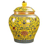 Ginger Jar Decorative Jar Ancient Chinese Imperial Enamel Porcelain (yellow)