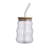 Ginger Jar Vase Household Glass with Straws Clear Drinkware Smoothies Beer A