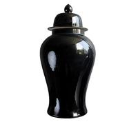 Ginger Jar Vase Jar Storage Jar Black Ceramic Vase Ginger Jars With Lid For Home Decor Modern Dried Flower Vase Decoration For Living Room Decorative Jars Ginger Jars ( Color : A , Size : 17*34cm )