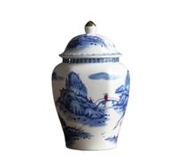Ginger Jar Vase - Modern Ceramic Decorative Flower Vase with Lid - Porcelain Temple Jar for Table Decorations