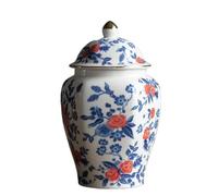 Ginger Jar Vase - Modern Ceramic Decorative Flower Vase with Lid - Porcelain Temple Jar for Table Decorations