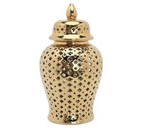 Ginger Jars Ceramic with Lids Ginger Jar with Lid Lattice Ceramic 5.9x11inch Hollow Decorative Gold Ginger Jar Minimalist Ginger Jars for Home Decor Vase Living Room TV Stand