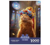 Ginger Juice Cat Jigsaw Puzzles for Adults Animal Puzzle Game 1000 Pieces Brain Challenge for Adults Gifts 38x26cm/1000pcs