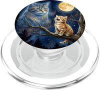 Ginger Kitten Howling at the Moon Night Sky Cat Art PopSockets PopGrip for MagSafe