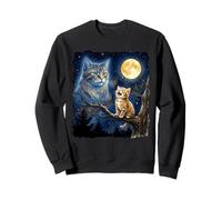 Ginger Kitten Howling at the Moon Night Sky Cat Art Sweatshirt