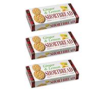 Ginger & Lemon Shortbread Biscuits 135g Each - Classic Scottish Tray Baked Cookies - Crunchy & Buttery Treats for Tea Time or Snacking - Bundle of 3