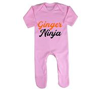 Ginger Ninja Statement Baby Romper Jumpsuit with feet, 0-3 Months, Pastel Pink