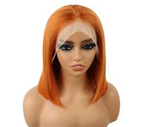 Ginger Orange Bob Wig Human Hair 13X4 HD Transparent Lace Front Wear and Go Glueless Wigs Adds Volume(Ginger Orange-150%,10inch)