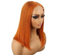Ginger Orange Bob Wigs Human Hair 4x4 HD Transparent Lace Frontal Short Straight Wig for Women(Ginger-180%,8inch)