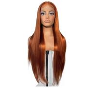 Ginger Orange Color Long Straight Hair 13X4 Lace Front Wigs Copper Red Glueless Synthetic For Women Natural Hairline Womans Hair Topper