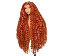 Ginger Orange Deep Wave 13X4 Hd Lace Front Human Hair Wig 100% 250 Density Curly Pre Plucked Wigs Beautiful(20inches)