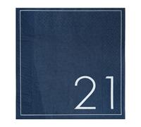 Ginger Ray 21st Birthday Navy Paper Party Birthday Napkins Pack of 16,Blue,0.5 x 16.5 x 16.5 cm; 220 Grams