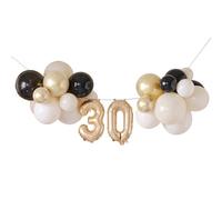 Ginger Ray 30th Birthday Gold & Black Milestone Balloon Bunting Decoration Pack of 26