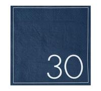 Ginger Ray 30th Birthday Navy Paper Party Birthday Napkins Pack of 16,Blue