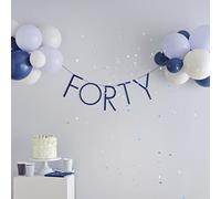 Ginger Ray 40th Navy Blue Birthday Party Eco Banner Forty Bunting Hanging Decoration