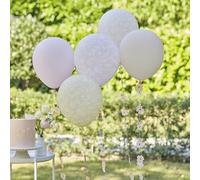 Ginger Ray 5 Latex Floral Pastel Balloons Bundle with 5 Flower Balloon Tails Decorations 1m