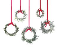 Ginger Ray Artificial Foliage Hanging Wreath Christmas Home Decoration Set of 5, 20cm, RUS-146