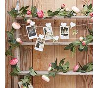 Ginger Ray Artificial Pink Rose Flower Garland - Rustic Country