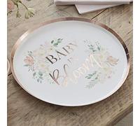 Ginger Ray Baby Shower Rose Gold Foiled 'Baby In Bloom' Paper Party Plates 8 Pack