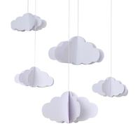 Ginger Ray Baby Shower White 3D Hanging Cloud Decorations Nursery Décor Pack of 5 Including White Twine to Hang