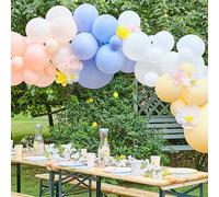 Ginger Ray Balloon Arch - Spring Balloon Arch with Paper Flowers Blue