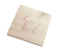 Ginger Ray BB-280 Rose Gold Wooden Guest Book-Beautiful Botanics, Multi-Ply, Brown