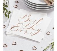 Ginger Ray Best Day Ever Rose Gold Paper Napkins Pack Of 20 - Beautiful Botanics