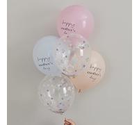 Ginger Ray Best Mum Ever Confetti Latex Party Balloons 5 Pack, Multi
