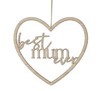 Ginger Ray Best Mum Ever Wooden Heart Mothers Day Decoration Gift,Brown,20cm