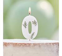 Ginger Ray Birthday Cake Candle Decoration Foliage Floral Eco Number 0,Green