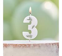 Ginger Ray Birthday Cake Candle Decoration Foliage Floral Eco Number 3