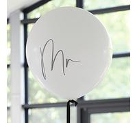 Ginger Ray White 'Mr' Wedding, Black Balloon Tail