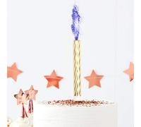 Ginger Ray Blue Colour Changing Flame Sparkler Birthday Cake or Gender Reveal Fountains 3 Pack, Metallic