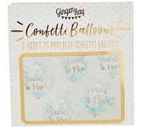 Ginger Ray Blue Confetti About To Pop Baby Shower Balloons 5 Pack