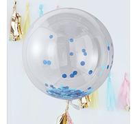 Ginger Ray Blue Confetti Giant Clear Circular Orb Balloons 36 Inch 3 Pack Weddings Parties
