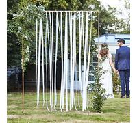 Ginger Ray Botanical Wedding White Satin & Gros Grain Ribbon Hanging Backdrop, Grosgrain