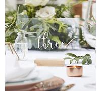 Ginger Ray BR-316 Botanical Wedding Wood Acrylic Table Numbers 12 Pack, Wood, Acrylic, 15.5 cm*9.5 cm*20.5 cm