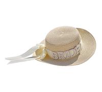 Ginger Ray Bride Straw Hat for Hen Parties and Honeymoons, Brown, Cream