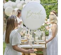 Ginger Ray 'Bride to Be' White Latex Balloon with Paper Floral Tail Hen Party Decorations 18"