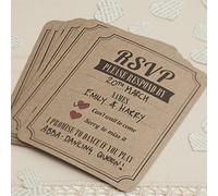 Ginger Ray Brown Kraft RSVP Wedding Cards Invitations Vintage Affair, Paper,90mm x 120mm