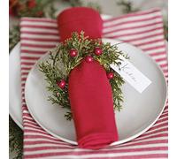 Ginger Ray Christmas Foliage & Berry Napkin Rings Pack of 6, 13cm