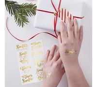 Ginger Ray Christmas Gold Temporary Tattoos x 16 Great for Kids & Adults Stocking Fillers - Red & Gold
