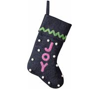 Ginger Ray Christmas Joy Felt & Pom Pom Stocking Hanging Fireplace Decoration