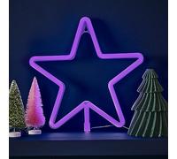Ginger Ray Christmas Large Lilac Light Up Star Neon Light Fireplace Tabletop Decoration