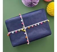 Ginger Ray Christmas Multicoloured Pom Ribbon Gift Wrap Presents Decorative Accessory 2m